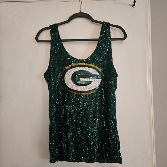 NFL Tops - NFL Shop Sequin Green Bay Packers Tank, Medium